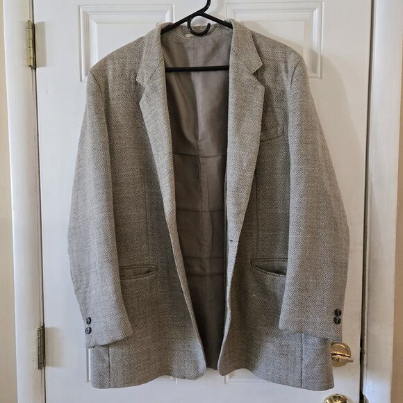 Craftcentre Cymru Men’s Blazer Jacket 46L Pure New Wool Herringbone Tweed Sport - Picture 2 of 14
